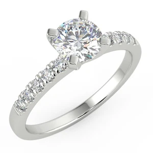 Round Diamond Engagement Ring Pave 0.64 Ct VS1 E 14ct White Gold - Picture 1 of 6