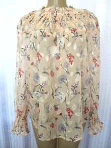 ALICE BLUE PEACH & MULTI-COLOR ELEGANT FLORAL PRINT TOP BLOUSE SIZE M - NWT - Picture 1 of 8