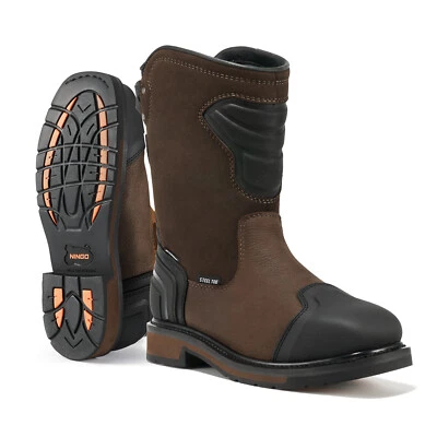 Botas de trabajo impermeables con punta de acero para hombre NINGO botas de motocicleta industriales con punta cuadrada Foto 1 de 4