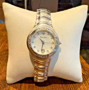 Women's Bulova Maestro 96R10 22 Diamond Dress Watch MoP dial Fully Working - Picture 1 of 6