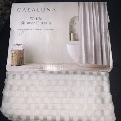 Waffle Shower Curtain Casaluna 72"×72" Light Grey - Image 1 of 2