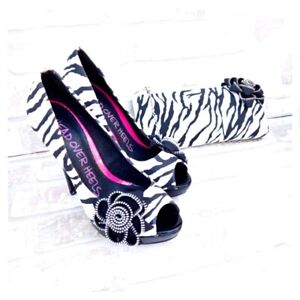 DUNE HEAD OVER HEELS UK Size 5 Euro 38 Zebra Stripe Shoes And Bag Set Stiletto
