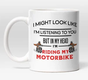 Taza Riding My Motorbike in my Head - Perfecto para entusiastas de la motocicleta motociclista - Imagen 1 de 10