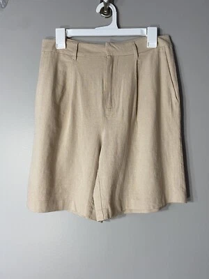 Sanctuary Ladies Linen M Khaki Walking Shorts Comfort Cotton Vacation  - Image 1 of 4