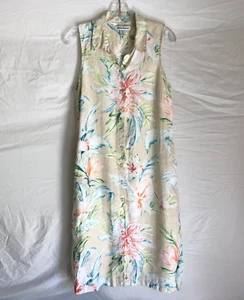 Tommy Bahama 100 % Leinen Damen Größe Small Blumenmuster ärmelloses Kleid mit Taschen - Bild 1 von 7