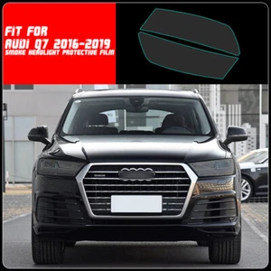 LH+RH Smoke TPU Headlights Protective Precut Film Sticker Cover Trim For Audi Q7 - Picture 1 of 10