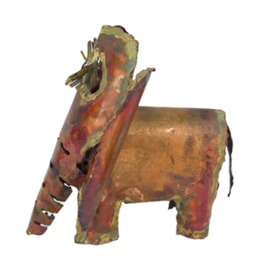 Vintage Brutalist Abstract Elephant Torch Cut Mixed Metal Art Sculpture Rare - Picture 1 of 7