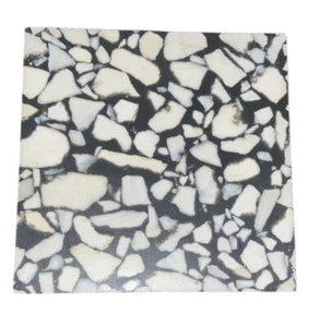 Vintage Fritztile Terrazzo Mini Floor Tile C723 Black White 3.75” Discontinued - Picture 1 of 3