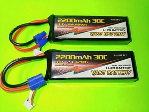 2 VANT 11.1V 2200mAh 30C LiPo Battery  EC3 EC-3 E-FLIGHT EFLB22003S30 GENS ACE - Picture 1 of 1