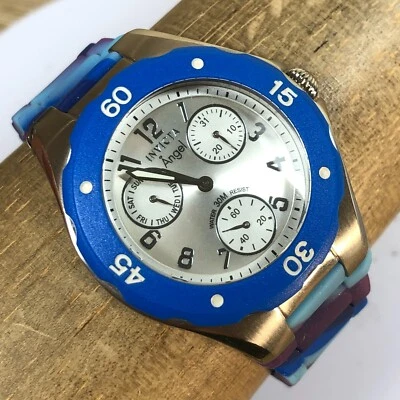 Reloj de cuarzo Invicta para mujer 1494 Angel Tritnite multifunción banda de goma 7 1/4" Foto 1 de 4