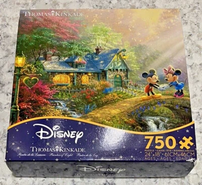 Thomas Kinkade Disney Jigsaw Puzzle Mickey & Minnie Mouse Cottage Cozy 750 Piece - Image 1 of 3