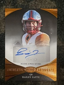 Bailey Zappe 2022 Sage Aspire Bronze Card Auto, RC, Near Mint Patriots - Picture 1 of 2