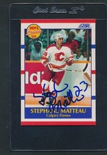 1990/91 Score #381 Stephane Matteau Flames Signed Auto *D4028