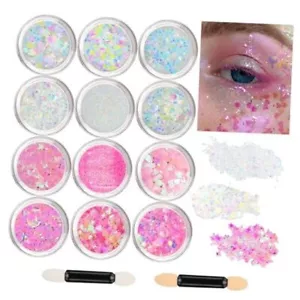 12 Colors Face Glitter Body Glitter Gel Set Hair Glitter Gel Makeup Gel for - Picture 1 of 8