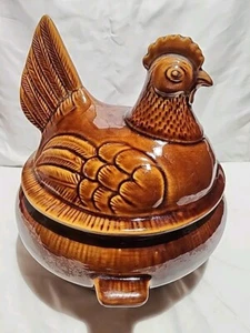 Vintage California Pottery Hen/Rooster Soup Tureen/Server or Cookie Jar - Picture 1 of 13