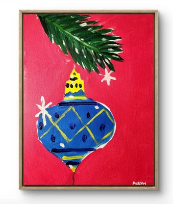 Adorno de Arte Original 2 14x11 Colorido Arte Moderno Navidad Pintura sobre Lienzo Foto 1 de 4