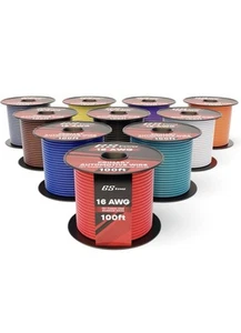 16 AWG Primary Automotive Wire 100ft Spool 12V Copper Clad CCA Car Audio New - Picture 1 of 11