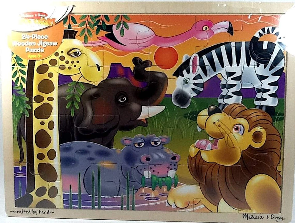 African Plains Wooden Tray 15-11/16X11 24 pc Melissa & Doug Fresh Start Puzzle - Image 1 of 1