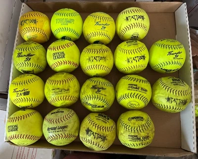 Lote de 18 softboles de práctica de bateo lanzamiento lento mezclados usados de 12” pulgadas 🥎 Lote EE Foto 1 de 4