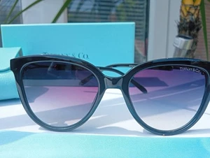 Tiffany & Co. Women's Butterfly Sunglasses Black/Blue - Picture 1 of 6