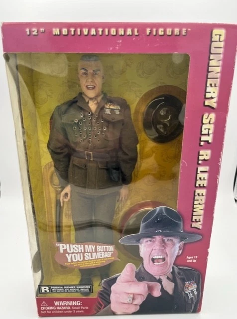 "Figura parlante motivacional de 12"" de colección del sargento de artillería R. Lee Ermey FIRMADA nueva en caja" Foto 1 de 4
