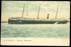 C.P.R. CO. STEAMER MANITOBA POSTCARD - Picture 1 of 1
