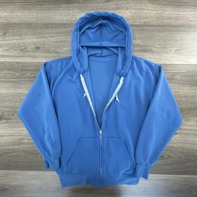 Vintage Waffle Thermal Lined Hoodie Mens Medium Full Zip Foam Filled 70s 80s - Image 1 of 4