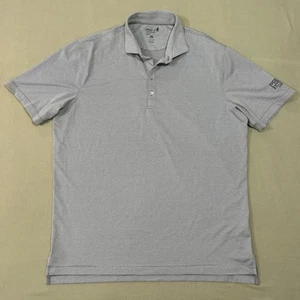 Johnnie-O grau gestreift Performance Polo Golf Shirt sportlich Herren großes Logo - Bild 1 von 7