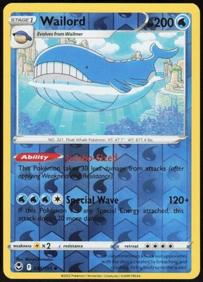 Wailord 038/195 Uncommon Reverse Holo SWSH12: Silver Tempest NM - Image 1 of 2