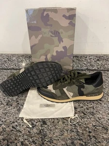Men's Size 10 Valentino Garavani Mesh Fabric Camoflage Rockrunner SPB-JB 349232 - Picture 1 of 10