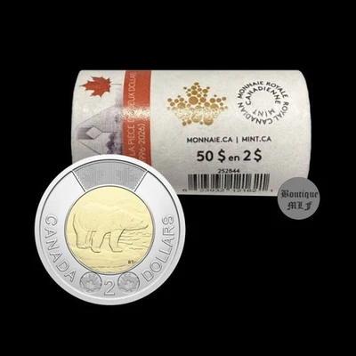 Canada 2026, $2  Polar bear, 30th anniversary toonie coin from special wrap roll - Image 1 of 3