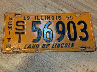 1955 ILLINOIS LICENSE PLATE SEMI TRAILER 55 ST 56903 KENWORTH PETERBILT GMC - Image 1 of 3