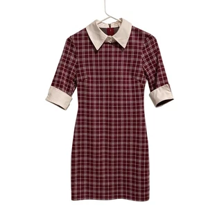 Abito body Kingston grigio a quadri taglia S bordeaux - Foto 1 di 11