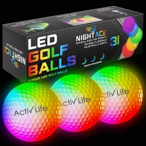 Super Bright LED Golf Balls, 3 Pack, Color-Changing, Best Glow in the Dark Balls - Picture 1 of 7