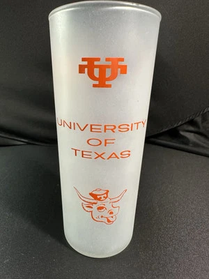 University of Texas Longhorns 1960's Frosted Glass RARE Original Bevo~Hook’ Em! - Image 1 of 4