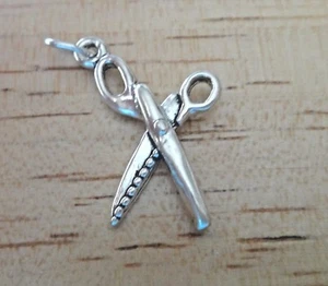 Tijeras de coser de plata esterlina 3D 25 mm tijeras artesanales álbum de recortes dije - Imagen 1 de 3