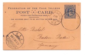 COOK ISLANDS 1898 1d KARTE GEBRAUCHT TOI DEUTSCHLAND - Bild 1 von 2