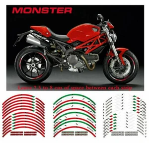 For DUCATI MONSTER 695 696 796 1100 RIM STRIPES WHEEL DECALS TAPE STEREO PASTERS - Picture 1 of 10
