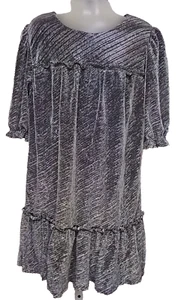 Wonder Nation Girls Silver Metallic Baby Doll Holiday Party Dress Plus L /10-12 - Picture 1 of 8
