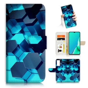 ( For Motorola Moto E22i ) Wallet Flip Case Cover AJ23621 Blue Cell Abstract - Picture 1 of 7