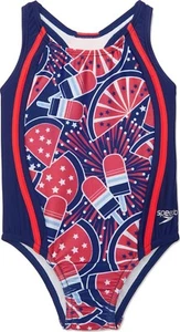 Speedo Little Girls Star One Piece Swimsuit 2457 Little Girls Size 4 - Picture 1 of 1