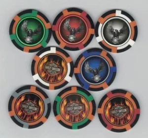 8 fichas de póker diferentes de Harley Davidson - Imagen 1 de 2
