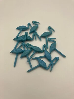 12 castiçais vintage plástico azul cegonha bolo cupcake revelação de gênero chá de bebê - Imagem 1 de 4