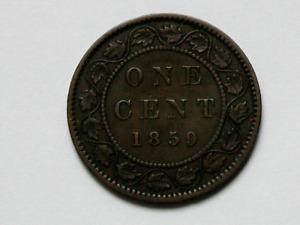 1859 CANADA Victoria Coin - Large Cent (1¢) - residue/corrosion - obv die cracks