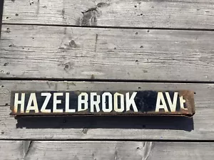HAZELBROOK AVE - VINTAGE LOS ANGELES PORCELAIN STREET SIGN LAKEWOOD CA - Picture 1 of 8