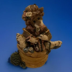 Boyds Bears Friends Vintage 1994 "Cookie Catberg...Knittin' Kitten Schmuckschatulle - Bild 1 von 9