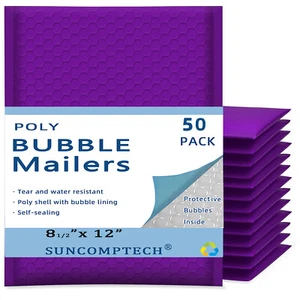 #2 8.5x12 (8.5x11) Poly Bubble Padded Envelope Mailer Shipping Bag Purple 50 PCS - Picture 1 of 4