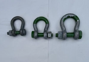 (3) Rigging Schackles 12.5 Ton, 9.5 Ton, 4.75 Ton Green D-Ring - Picture 1 of 3