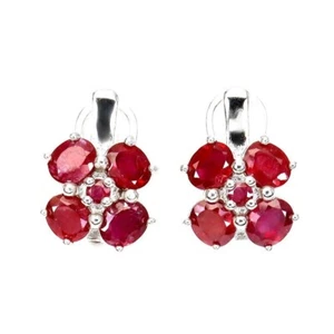Silver Earrings Ruby Genuine Natural Mined Gems Solid Sterling Stud Design - Picture 1 of 24