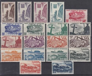 SAINT PIERRE & MIQUELON SERIE COMPLETE N° 325/343 NEUVE * GOMME TRACE CHARNIERE - Picture 1 of 2